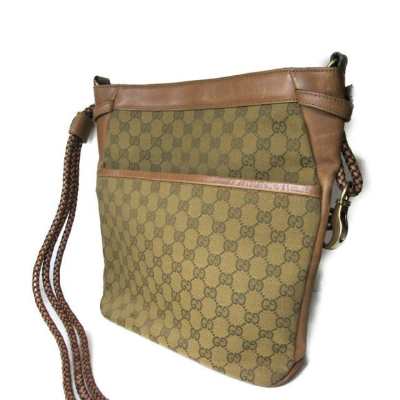 Gucci Shoulder Bag Canvas Leather Beige - Picture 2 of 16